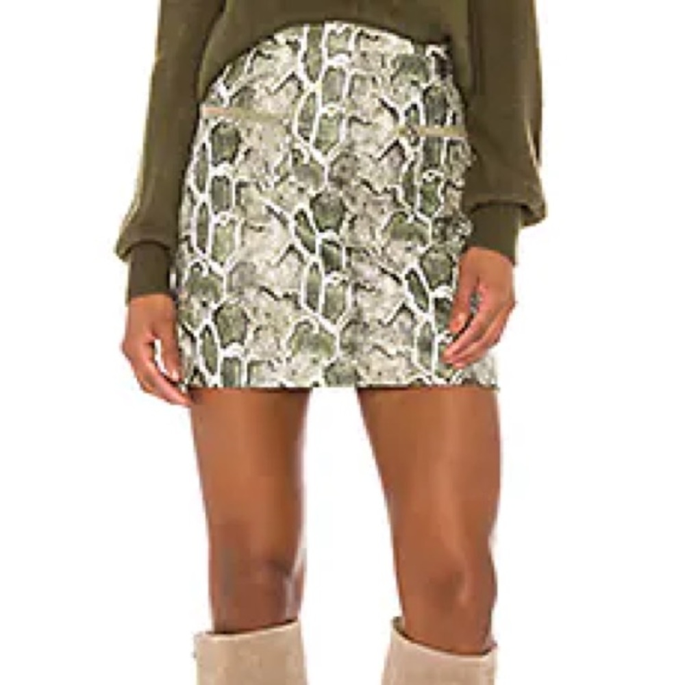 Song of Style x Revolve - Cicily Faux Leather Mini Skirt in Green Snake